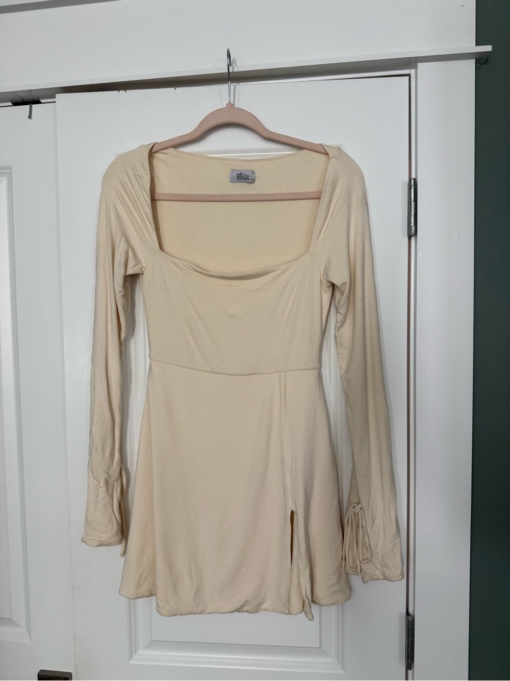 Oh polly square neck mini dress in ivory